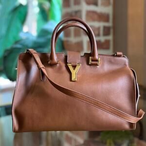 SAINT LAURENT Classic Y Cabas Small Calfskin Satchel Bag